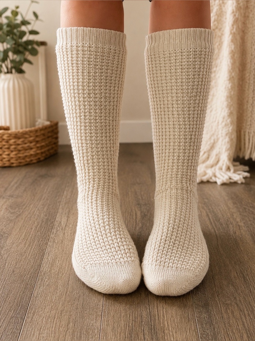 Reading socks - Cream Waffle-Knit lined socks - purchased from chapters/Indigo